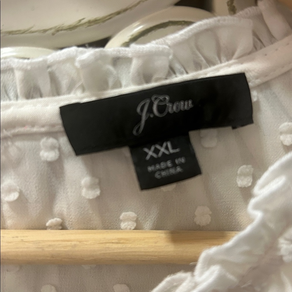 J. Crew White Textured Blouse with Ruffle Detail - Picture 4 of 9